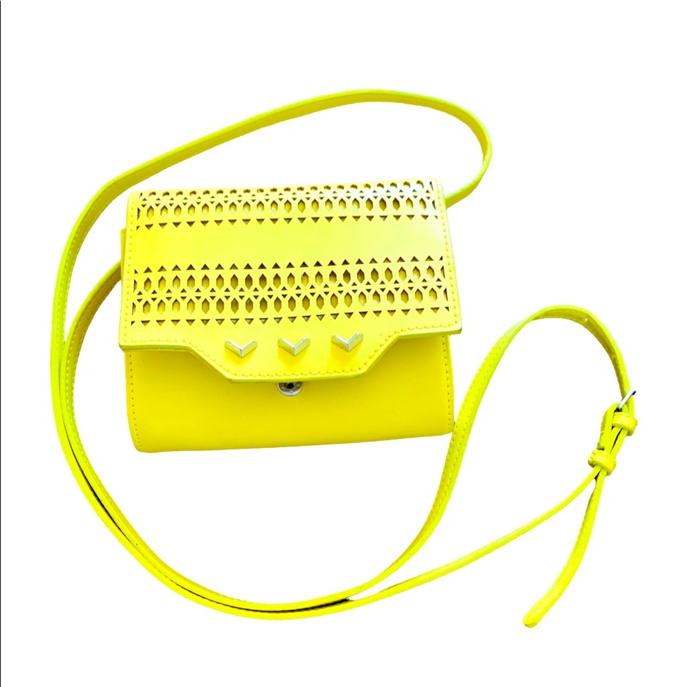 Stella & Dot Nolita Sidekick Crossbody Purse Yellow & Silver